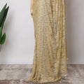 Gold French Metallic Chantilly Lace Fabric with Stone Work, 5.5 Meters-110 Cms-D21050 Regal Fabrics
