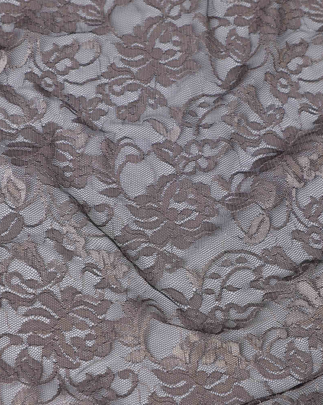 Light brown Floral Lace Fabric, 110 cm Width, Premium Synthetic Material from Indonesia-D21126