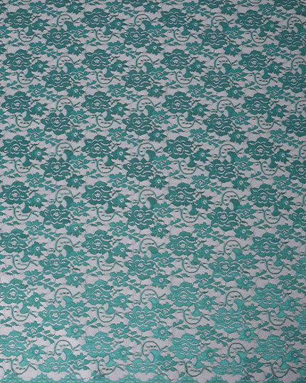 Teal Green Floral Lace Fabric, 110 cm Width, Synthetic Material from Indonesia-D21128