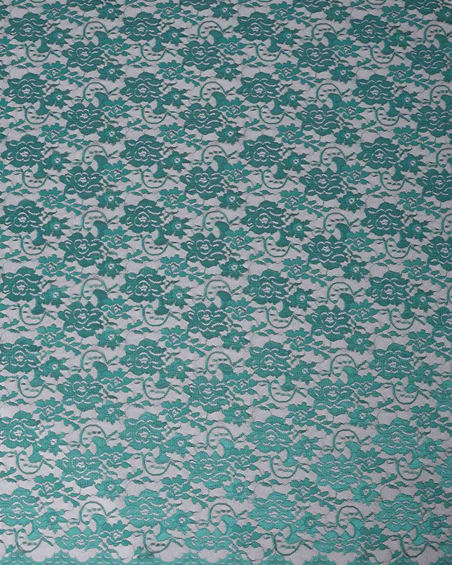 Teal Green Floral Lace Fabric, 110 cm Width, Synthetic Material from Indonesia-D21128