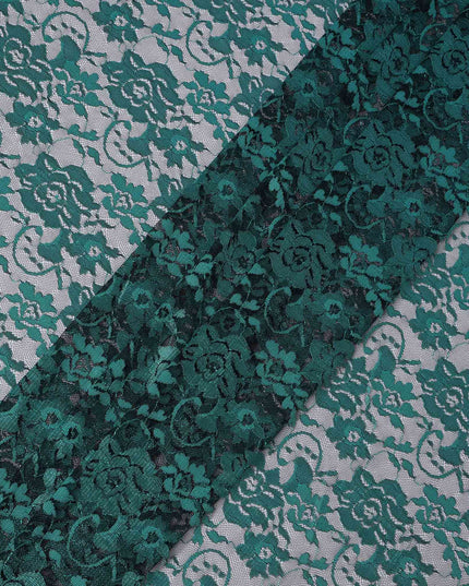 Teal Green Floral Lace Fabric, 110 cm Width, Synthetic Material from Indonesia-D21128