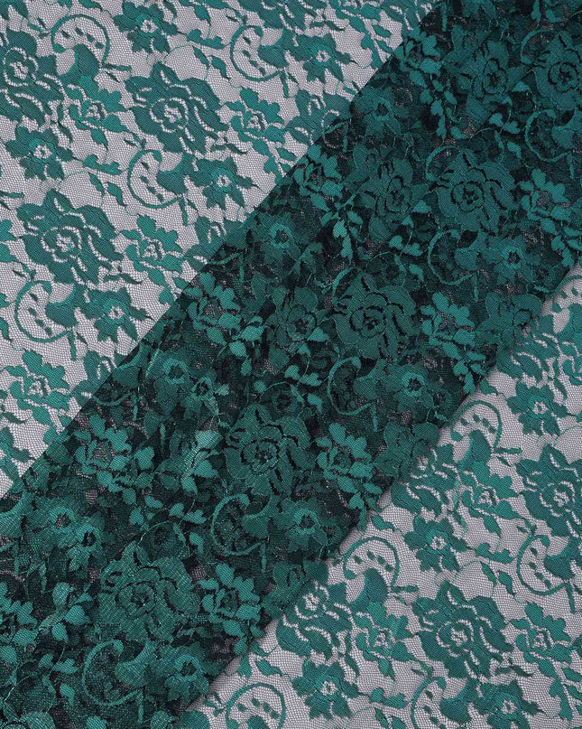 Teal Green Floral Lace Fabric, 110 cm Width, Synthetic Material from Indonesia-D21128