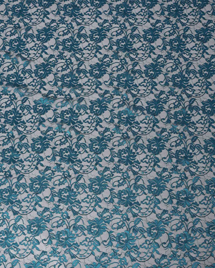 Petrol Blue Floral Lace Fabric, 110 cm Width, Synthetic Material from Indonesia-D21129