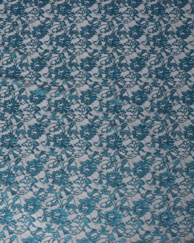 Petrol Blue Floral Lace Fabric, 110 cm Width, Synthetic Material from Indonesia-D21129