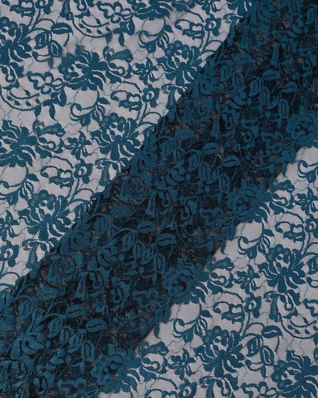 Petrol Blue Floral Lace Fabric, 110 cm Width, Synthetic Material from Indonesia-D21129