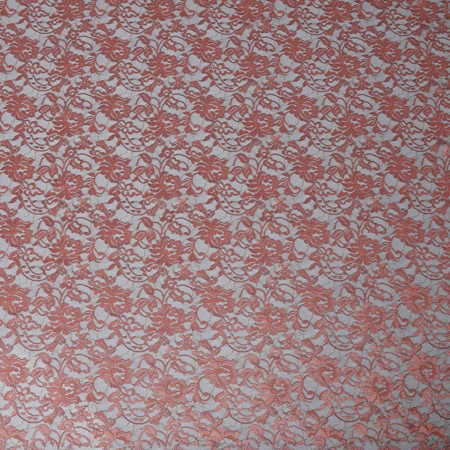 قماش دانتيل زهري برتقالي محروق، عرض 110 سم، مادة صناعية من إندونيسيا-D21130