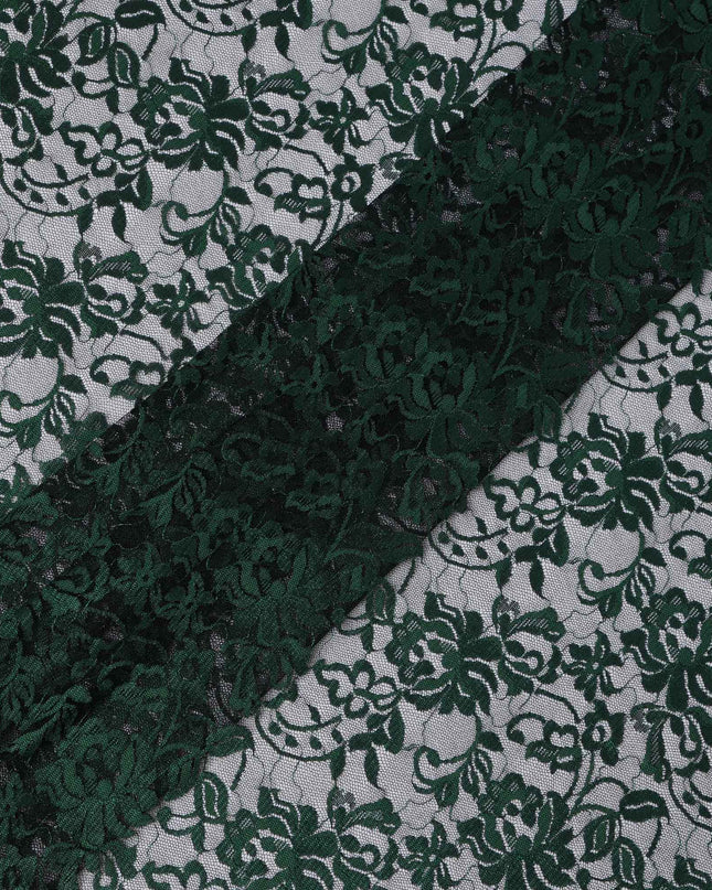 Forest Green Floral Lace Fabric, 110 cm Width, Synthetic Material from Indonesia-D21131