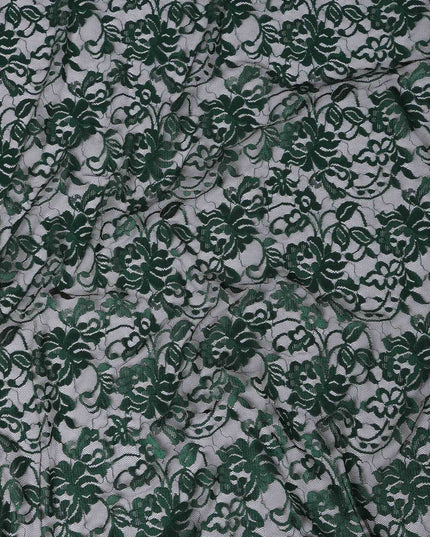 Forest Green Floral Lace Fabric, 110 cm Width, Synthetic Material from Indonesia-D21131