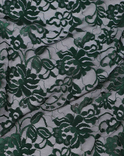 Forest Green Floral Lace Fabric, 110 cm Width, Synthetic Material from Indonesia-D21131