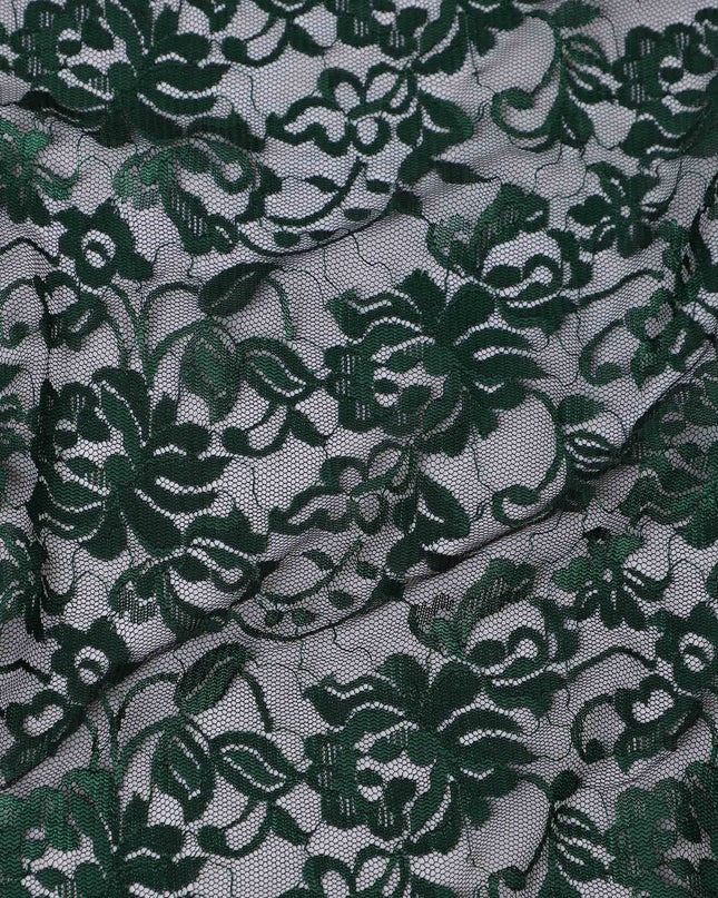 Forest Green Floral Lace Fabric, 110 cm Width, Synthetic Material from Indonesia-D21131