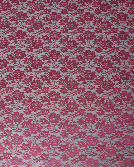 Deep Red Floral Lace Fabric, 110 cm Width, Synthetic Material from Indonesia-D21132