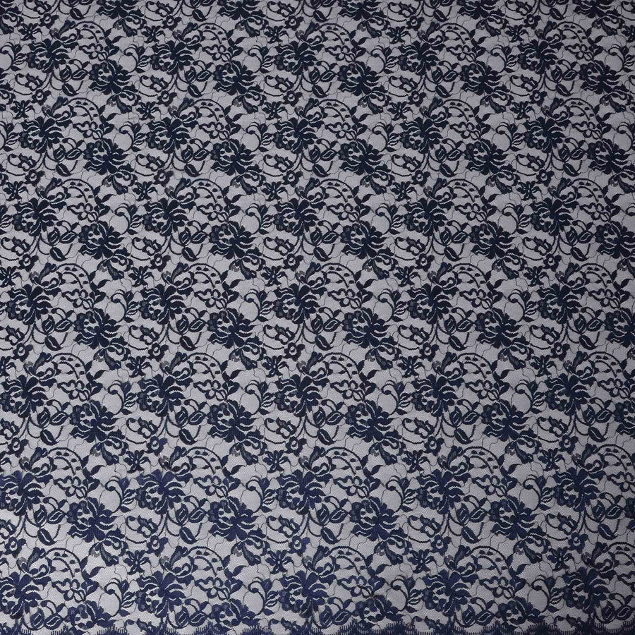 Navy Blue Floral Lace Fabric, 110 cm Width, Synthetic Material from Indonesia-D21133