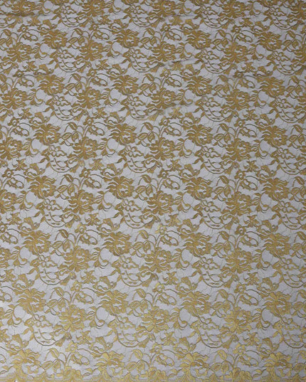 Golden Yellow Floral Lace Fabric, 110 cm Width, Synthetic Material from Indonesia-D21134