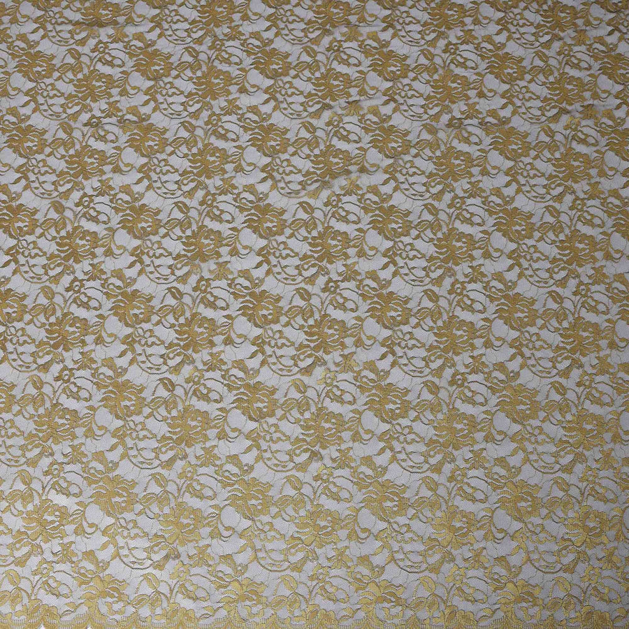 Golden Yellow Floral Lace Fabric, 110 cm Width, Synthetic Material from Indonesia-D21134