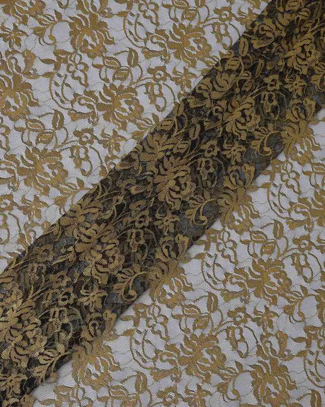 Golden Yellow Floral Lace Fabric, 110 cm Width, Synthetic Material from Indonesia-D21134