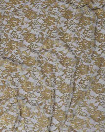 Golden Yellow Floral Lace Fabric, 110 cm Width, Synthetic Material from Indonesia-D21134