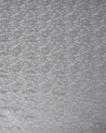 Light Gray Floral Lace Fabric, 110 cm Width, Synthetic Material from Indonesia-D21135