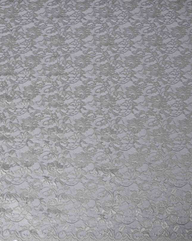 Light Gray Floral Lace Fabric, 110 cm Width, Synthetic Material from Indonesia-D21135