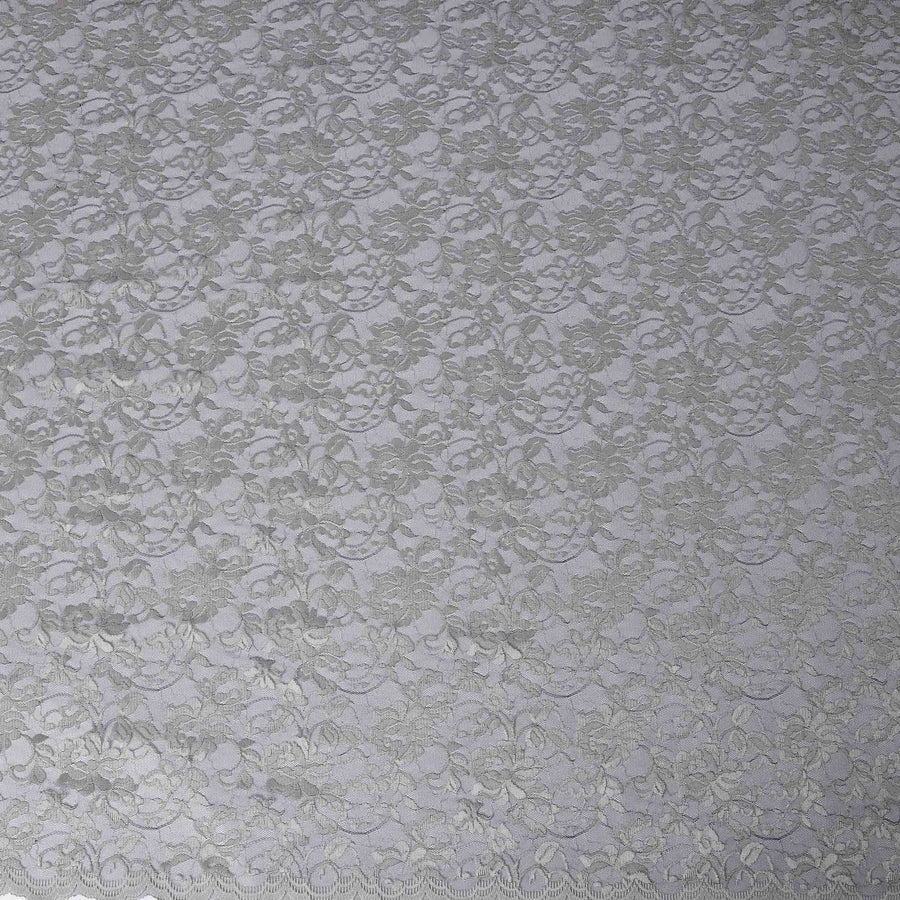 Light Gray Floral Lace Fabric, 110 cm Width, Synthetic Material from Indonesia-D21135