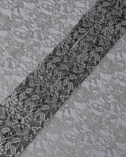 Light Gray Floral Lace Fabric, 110 cm Width, Synthetic Material from Indonesia-D21135