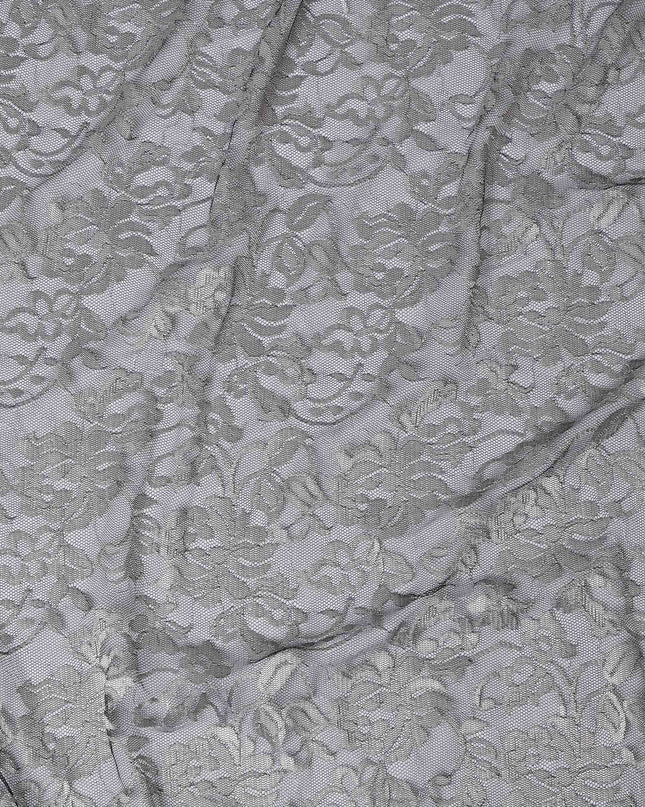 Light Gray Floral Lace Fabric, 110 cm Width, Synthetic Material from Indonesia-D21135