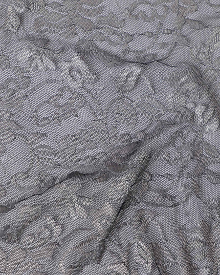 Light Gray Floral Lace Fabric, 110 cm Width, Synthetic Material from Indonesia-D21135