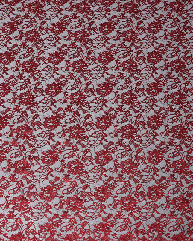 Ruby Red Floral Lace Fabric, 110 cm Width, Synthetic Material from Indonesia-D21136