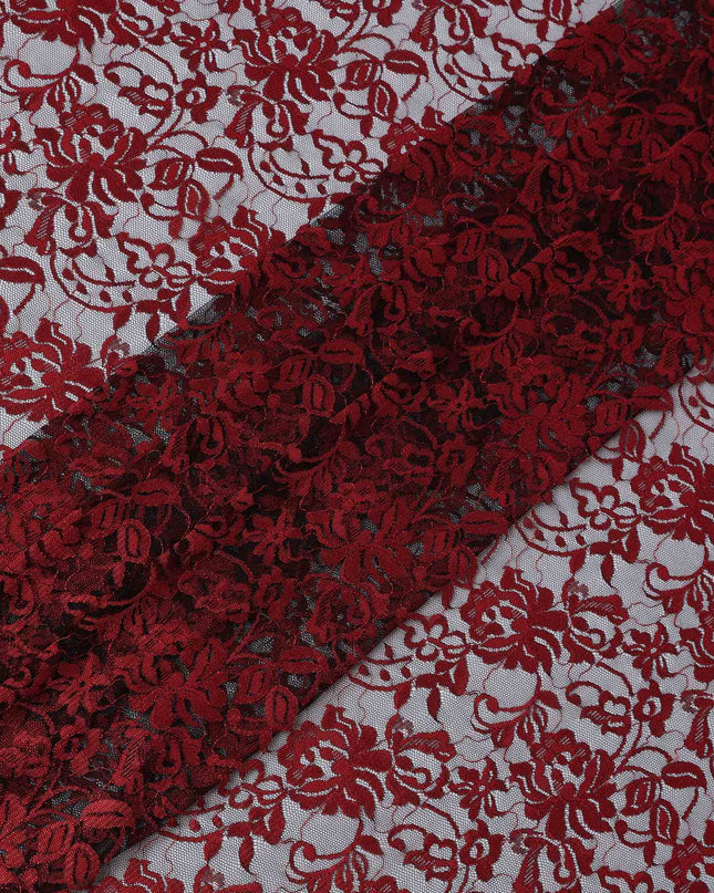 Ruby Red Floral Lace Fabric, 110 cm Width, Synthetic Material from Indonesia-D21136