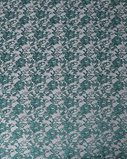 Teal Blue Floral Lace Fabric, 110 cm Width, Synthetic Material from Indonesia-D21137