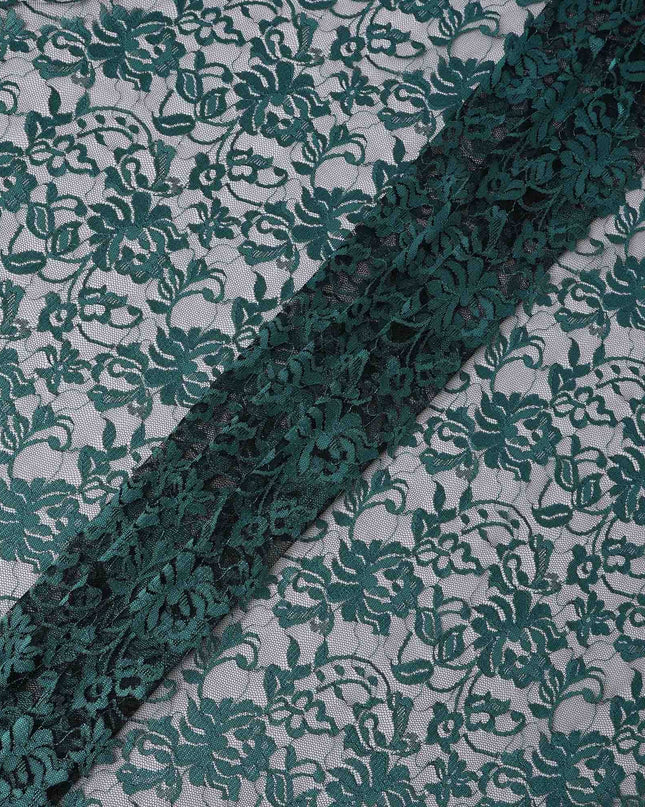 Teal Blue Floral Lace Fabric, 110 cm Width, Synthetic Material from Indonesia-D21137