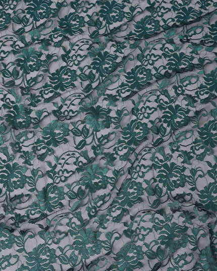 Teal Blue Floral Lace Fabric, 110 cm Width, Synthetic Material from Indonesia-D21137