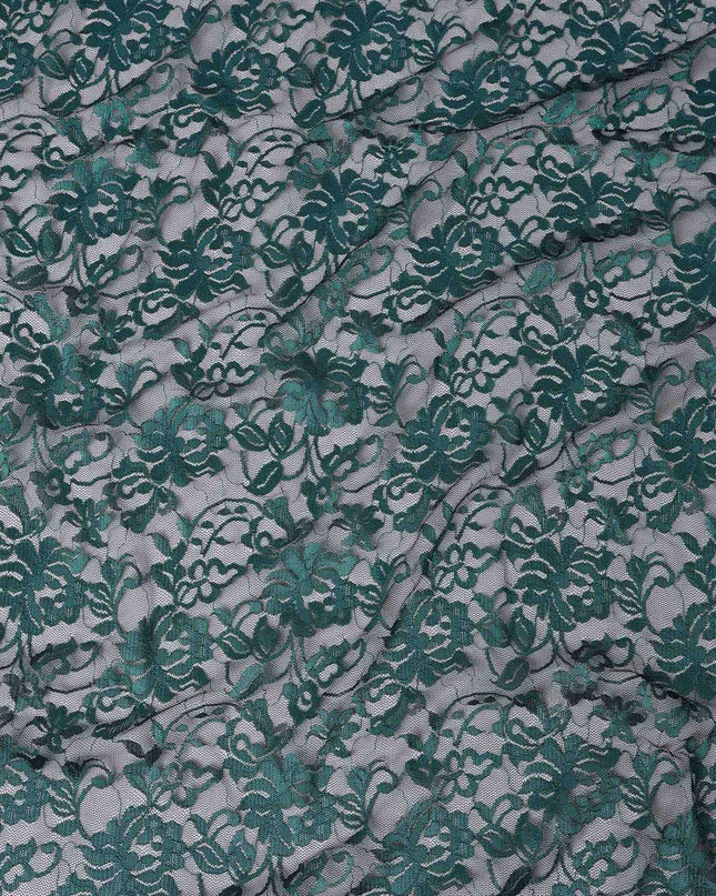 Teal Blue Floral Lace Fabric, 110 cm Width, Synthetic Material from Indonesia-D21137