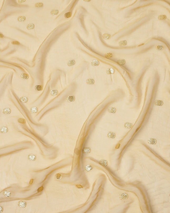 Gold Silk Chiffon Fabric with Metallic Lurex, 110 cm Width, Made in South Korea-D21138