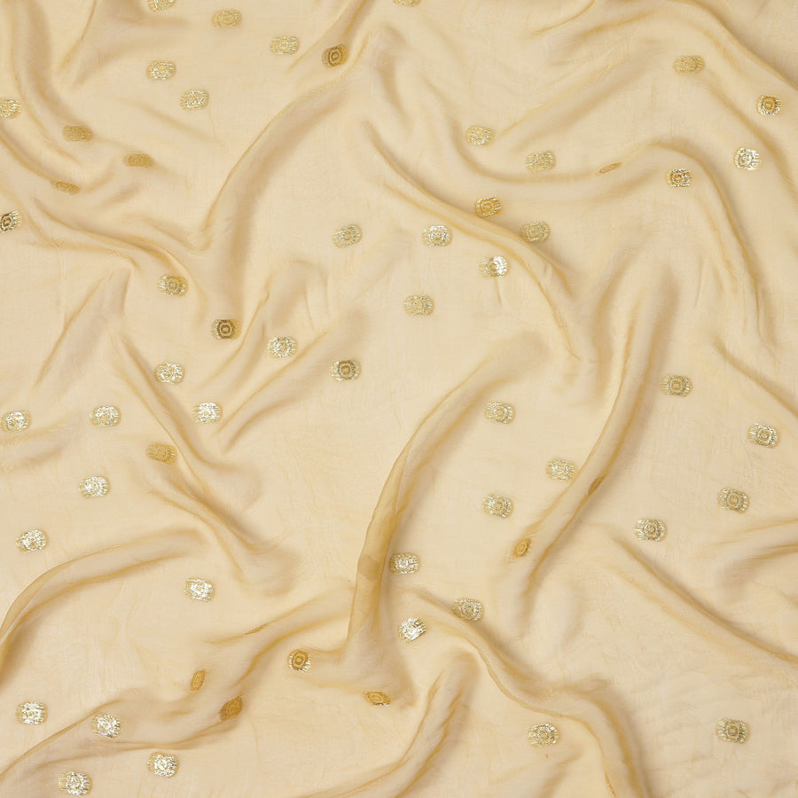 قماش شيفون حرير ذهبي مع لوركس معدني، عرض 110 سم، صنع في كوريا الجنوبية-D21138