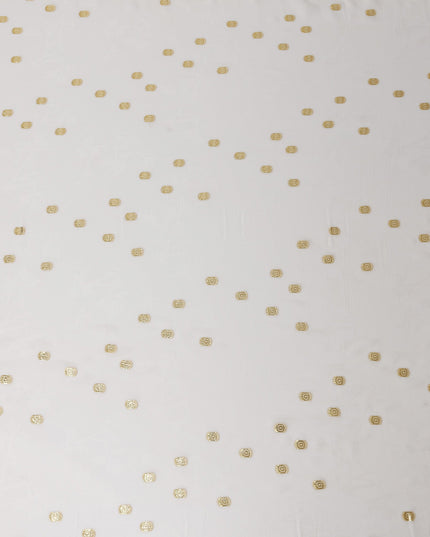 Cream Silk Chiffon Fabric with Gold Metallic Lurex Dots, 110 cm Width, Made in South Korea-D21139