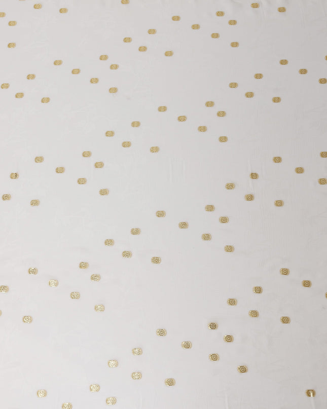 Cream Silk Chiffon Fabric with Gold Metallic Lurex Dots, 110 cm Width, Made in South Korea-D21139