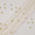 قماش شيفون حرير كريمي مع نقاط لوريكس ذهبية معدنية، عرض 110 سم، صنع في كوريا الجنوبية-D21139