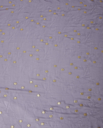 Lavender Grey Silk Chiffon Fabric with Gold Metallic Lurex Dots, 110 cm Width, Made in South Korea-D21140