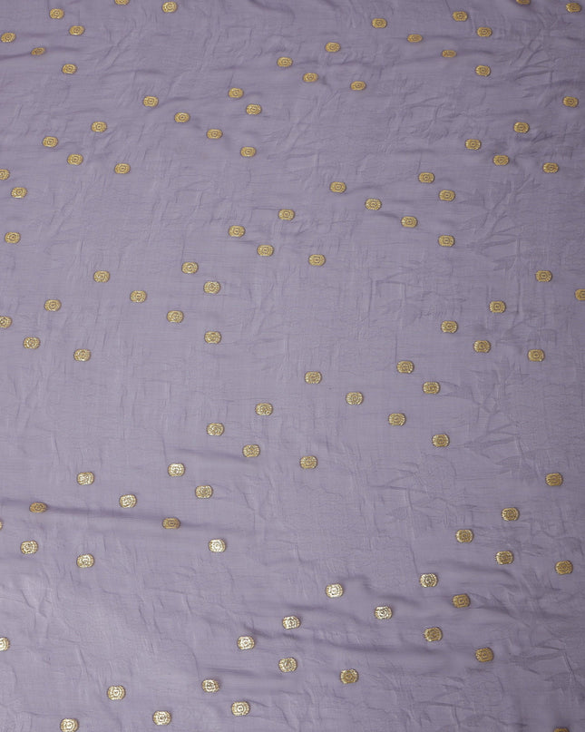 Lavender Grey Silk Chiffon Fabric with Gold Metallic Lurex Dots, 110 cm Width, Made in South Korea-D21140