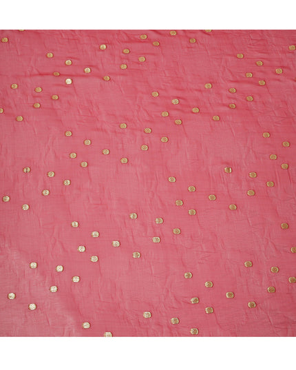 Red Silk Chiffon Fabric with Metallic Lurex, 110 cm Width, Made in South Korea-D21141