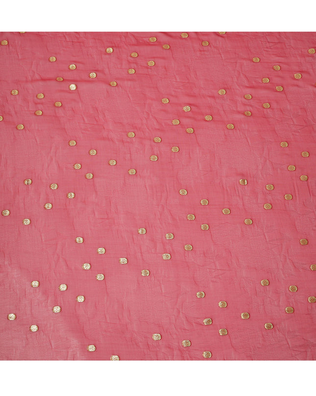 Red Silk Chiffon Fabric with Metallic Lurex, 110 cm Width, Made in South Korea-D21141