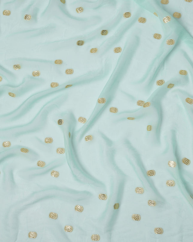 Mint Green Silk Chiffon Fabric with Metallic Lurex, 110 cm Width, Made in South Korea-D21142