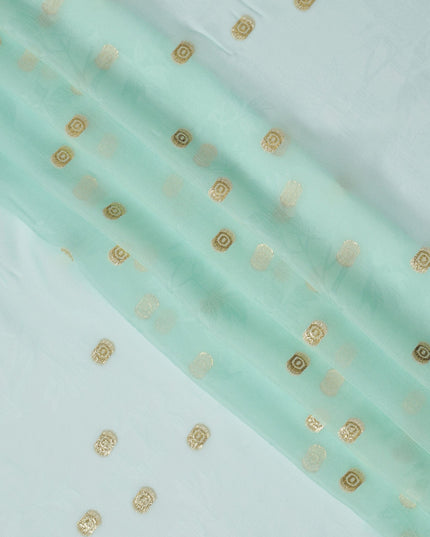 Mint Green Silk Chiffon Fabric with Metallic Lurex, 110 cm Width, Made in South Korea-D21142