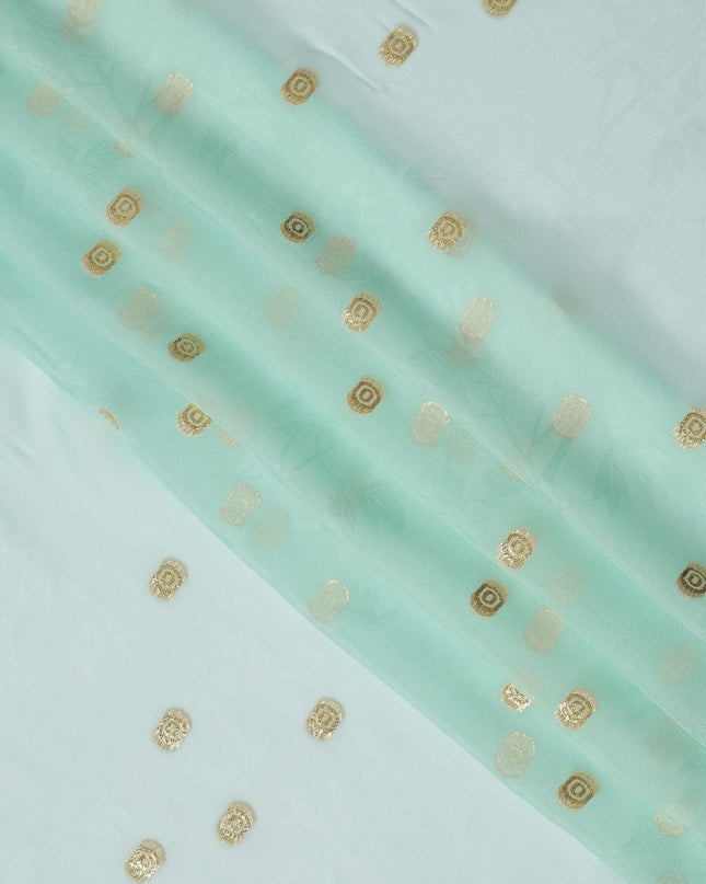 Mint Green Silk Chiffon Fabric with Metallic Lurex, 110 cm Width, Made in South Korea-D21142