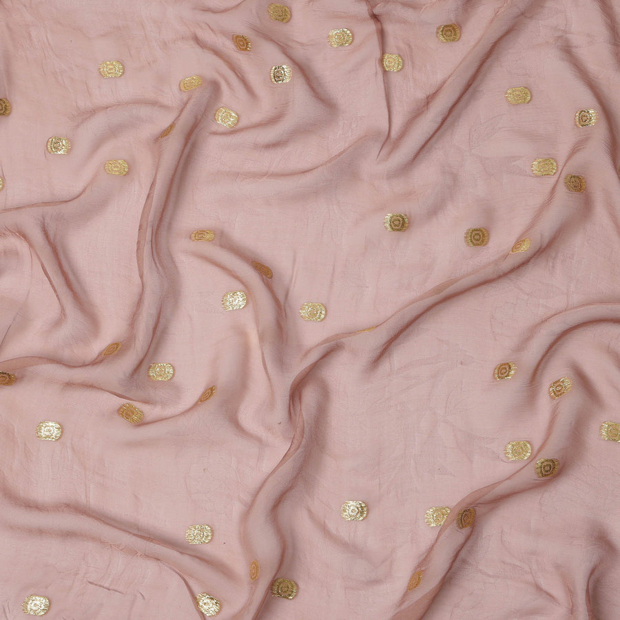 قماش شيفون حرير بني فاتح مع لوركس معدني، عرض 110 سم، صنع في كوريا الجنوبية-D21143