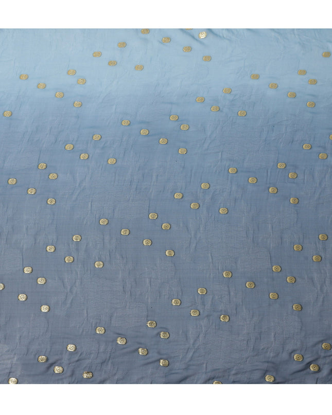 Dusty Blue Silk Chiffon Fabric with Metallic Lurex, 110 cm Width, Ombre Design, Made in South Korea-D21144