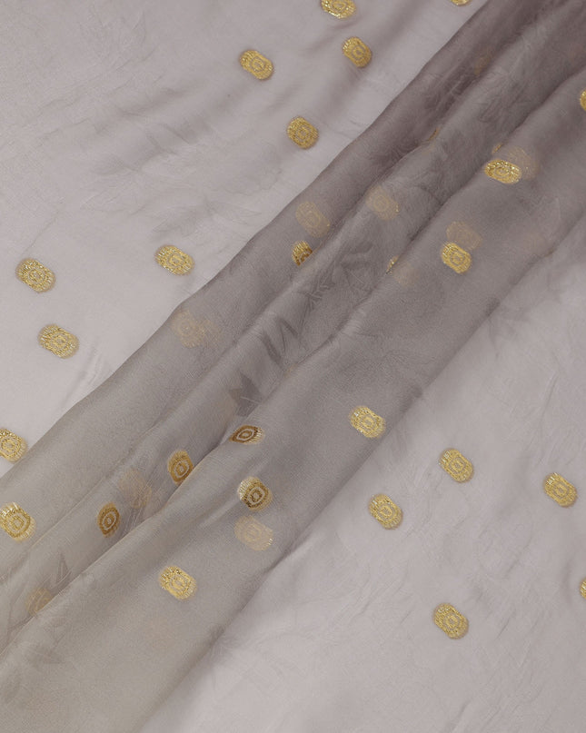 Light Grey Silk Chiffon Fabric with Gold Metallic Lurex, 110 cm Width, Made in South Korea-D21146