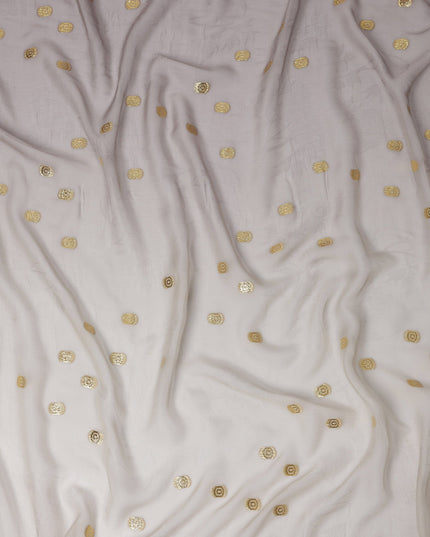 Light Grey Silk Chiffon Fabric with Gold Metallic Lurex, 110 cm Width, Made in South Korea-D21146