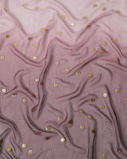 Mauve Silk Chiffon Fabric with Metallic Lurex, 110 cm Width, Ombre Design, Made in South Korea-D21147