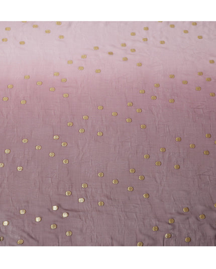 Mauve Silk Chiffon Fabric with Metallic Lurex, 110 cm Width, Ombre Design, Made in South Korea-D21147